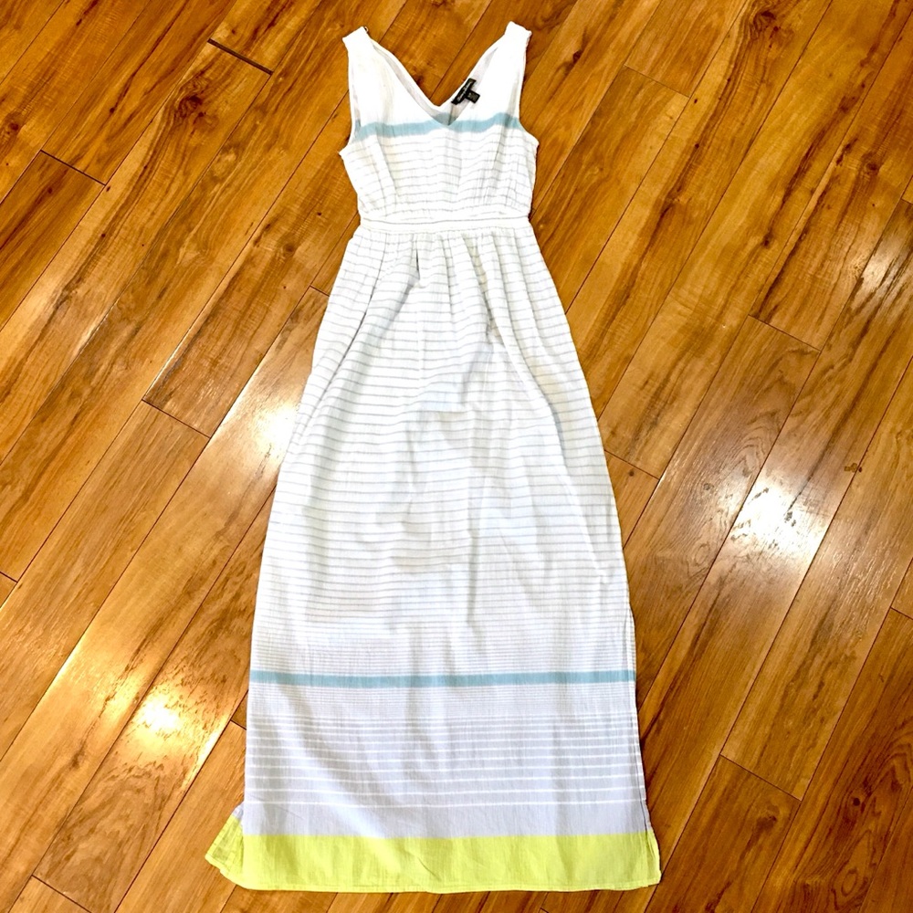 Tommy Bahama long small maxi dress gauze beach coastal summer striped stripes